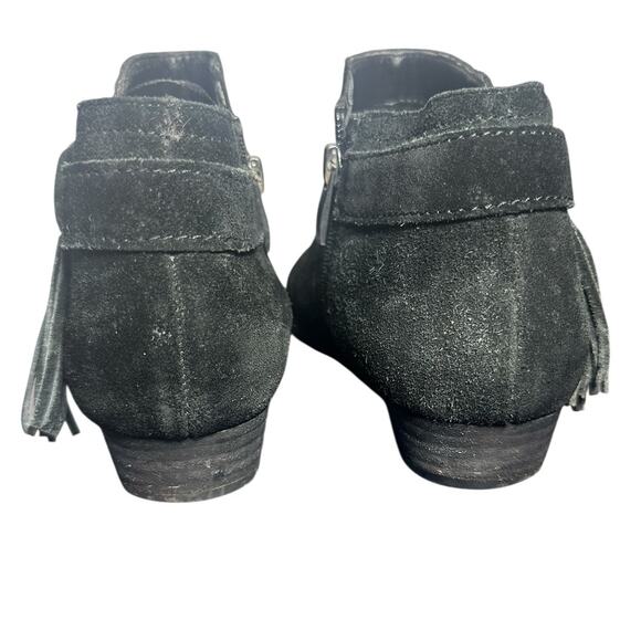 Franco Sarto Suede Tassel Ankle Boots Black Size 9M Leather Upper Modern Boho - Picture 4 of 11